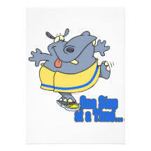 one step at a time funny dieting hippo personalized invitation
