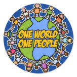 one world one people round stickers