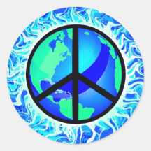 One World Peace Sign Round Sticker