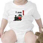 One year old toy train birthday boy tee shirt