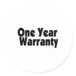 One Year Warranty Round Sticker