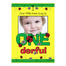 ONEderful Ladybug 1st Birthday Custom Invitations