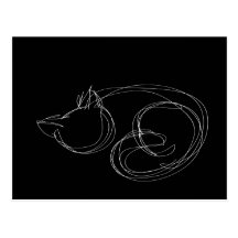Oneliner Cat Black Postcard