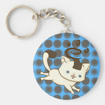 Onigiri Cat Frolic Keychain (Blue)