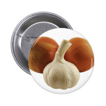 Onions and garlic pinback buttons