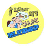 Online Relationship Fishing T-shirts / Gifts Round Stickers