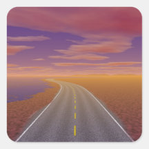 OnTheRoadAgain - Lonesome Trucker Square Stickers