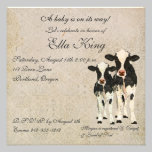 Onyx & Ivory Cows Baby Invitation invitations