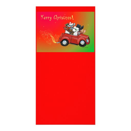 Oodles of Poodles Christmas Retro Car Card Photo Card Template