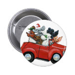 Oodles Poodles red Car Christmas Button