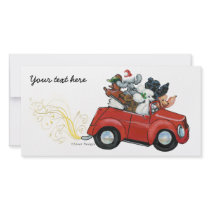 Oodles Poodles red Car Christmas Invitations Photo Card Template