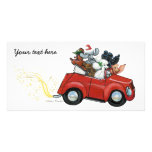 Oodles Poodles red Car Christmas Invitations Photo Card Template