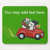 Oodles Poodles red Car Christmas Mousepad