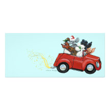 Oodles Poodles red Car Christmas Rack Card Template