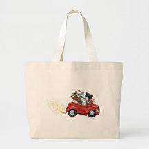 Oodles Poodles red Car Christmas Tote Bag