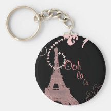 ooh la la pink vintage paris eiffel tower key chain
