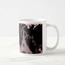 ooh la la pink vintage paris eiffel tower coffee mug