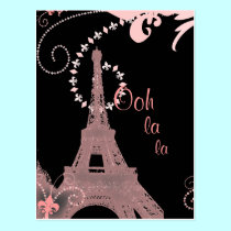 ooh la la pink vintage paris eiffel tower postcards