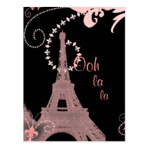 ooh la la pink vintage paris eiffel tower post cards
