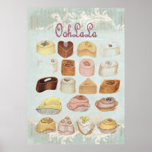 Oohlala temptation Vintage Chocolate Paris Fashion Poster