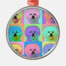 Op Art - Bichon Frise Christmas Tree Ornaments