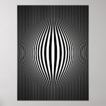 Op Art Bulging Vertical Stripes Black and White 2 Print