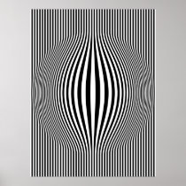 Op Art Bulging Vertical Stripes Black and White Posters