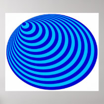 Op Art Bullseye Excentric Blue Pale Blue Posters