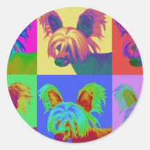 Op Art - Chinese Crested - Jasper Round Sticker