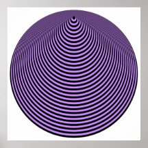 Op Art Concentric Circles Violet Over Black Posters