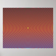 Op Art Concentric Ellipses Red And Yellow Print