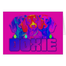Op Art Doxie Greeting Cards