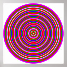 Op Art Homage to CT Multicolor Concentric Circles Print