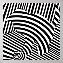 Op Art of Kitten Playing Around Poster
