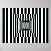 Op Art Vertical Reflections Black and White Print