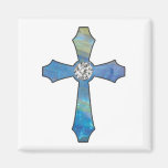 Opal & Diamond Jewel Cross Magnet