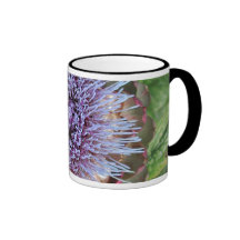 Open Artichoke Flower. Purple. Coffee Mugs