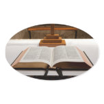 Open Bible Oval Sticker