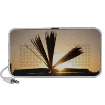 Open Book and Sunset Photograph Travelling Speakers