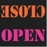 OPEN CLOSE ON BLACK ACRYLIC CUT OUT