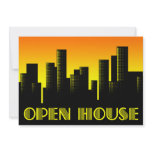 open house announcement : cityscape sunset invitations