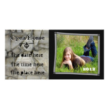 open house stone wall customized photo card