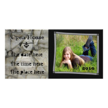 open house stone wall personalized photo card