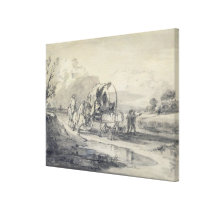 Open Landscape with Herdsman and Covered Cart, c.1 canvas prints