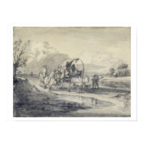 Open Landscape with Herdsman and Covered Cart, c.1 posters