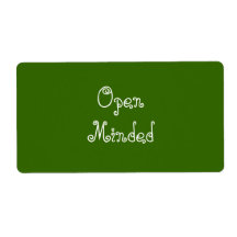 Open Minded. Green Swirly Text. Custom Shipping Label