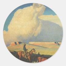 Open Range by Maynard Dixon Round Sticker