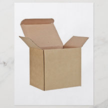 Opened cardboard box personalized flyer