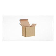 Opened cardboard box personalized photo card
