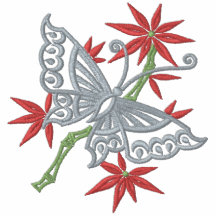 Openwork Butterfly Embroidered Polo Shirt